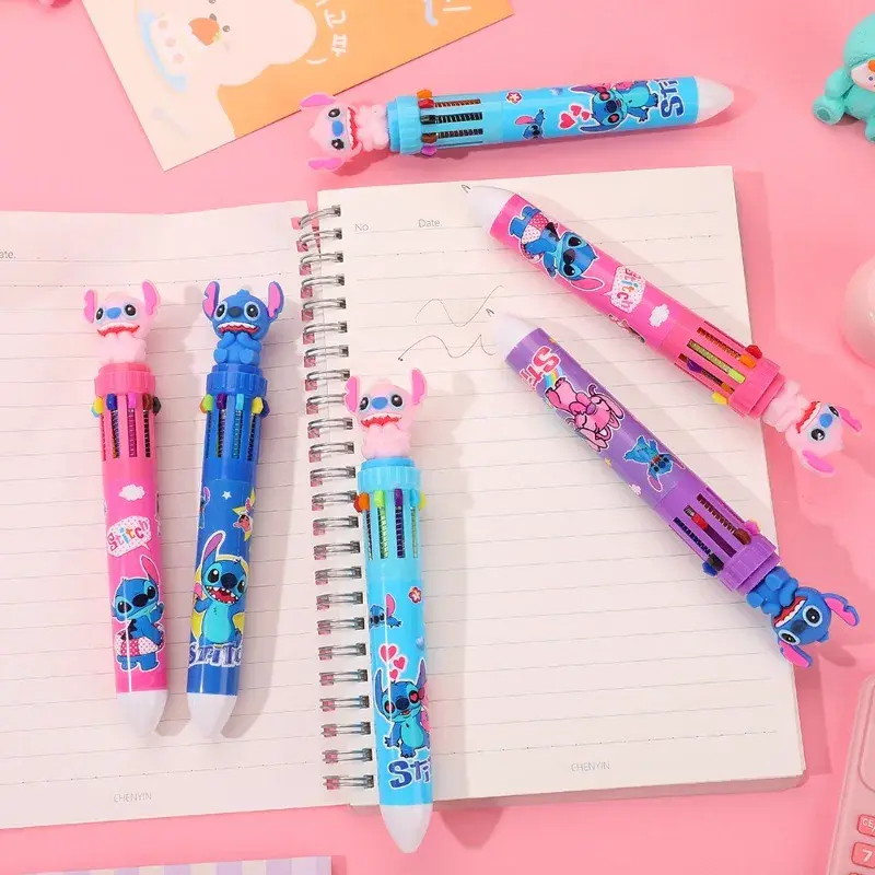 Stitch Ballpoint Pen Anime Kawaii 10 Colors Signature Press Pens Student Boys Girls Stationery School Supplies Kid Birthday Gift