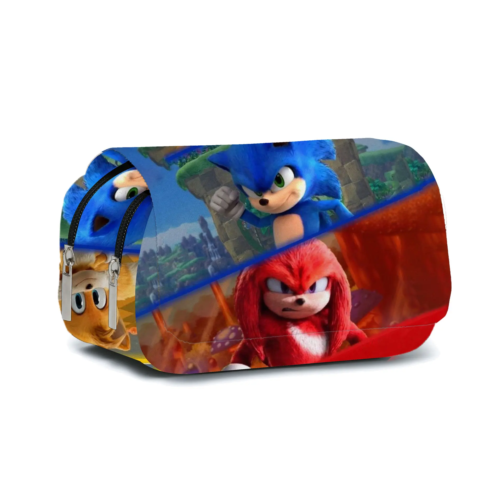 Double Layer SONIC Cartoon Cross-border Double-layer Pencil Bag Pencil Case Primary and Secondary School Student Stationery Box