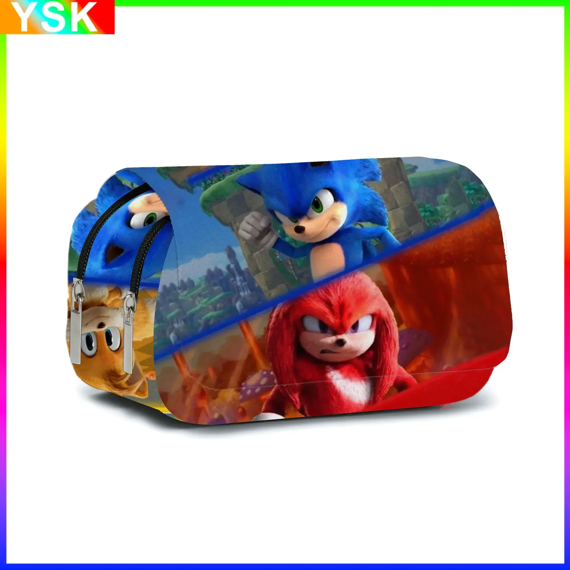 Double Layer SONIC Cartoon Cross-border Double-layer Pencil Bag Pencil Case Primary and Secondary School Student Stationery Box