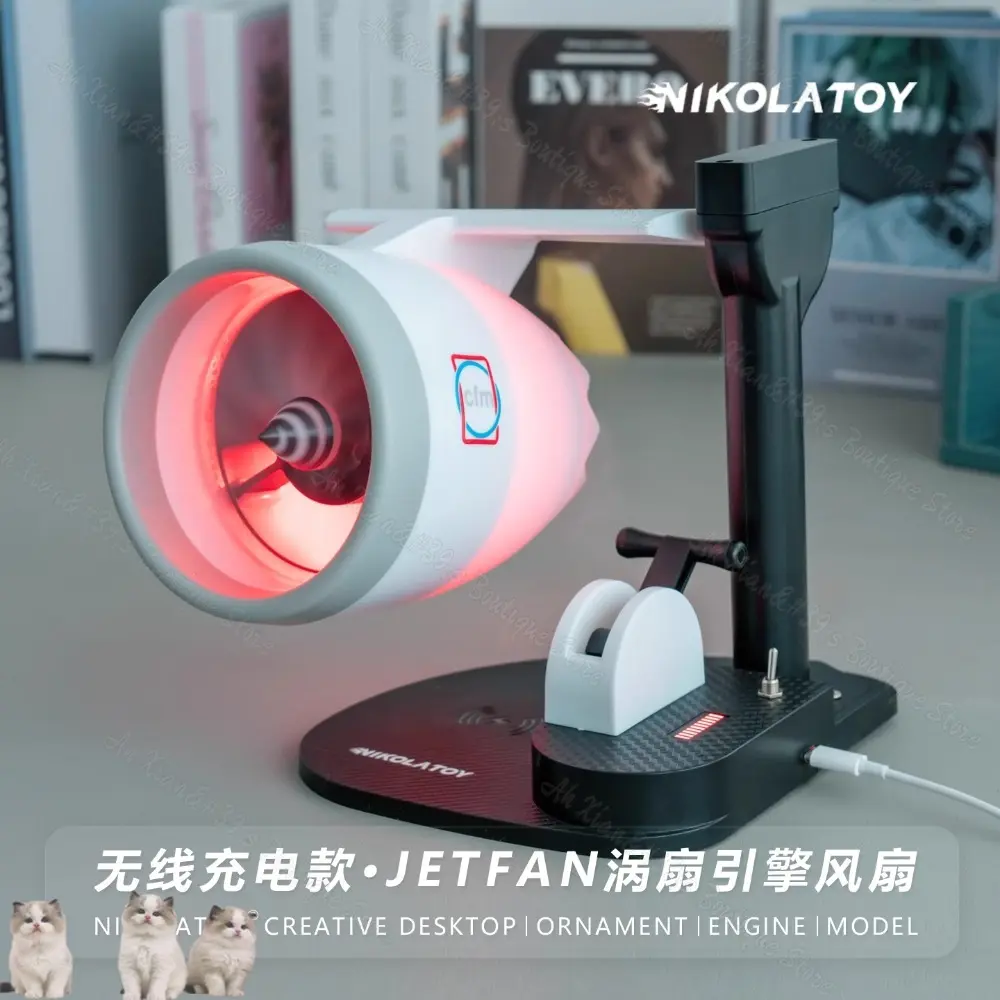 24-hour shipping NIKOLATOY Creative Desktop USB Airplane Engine Turbo JetFan with Wireless Charging