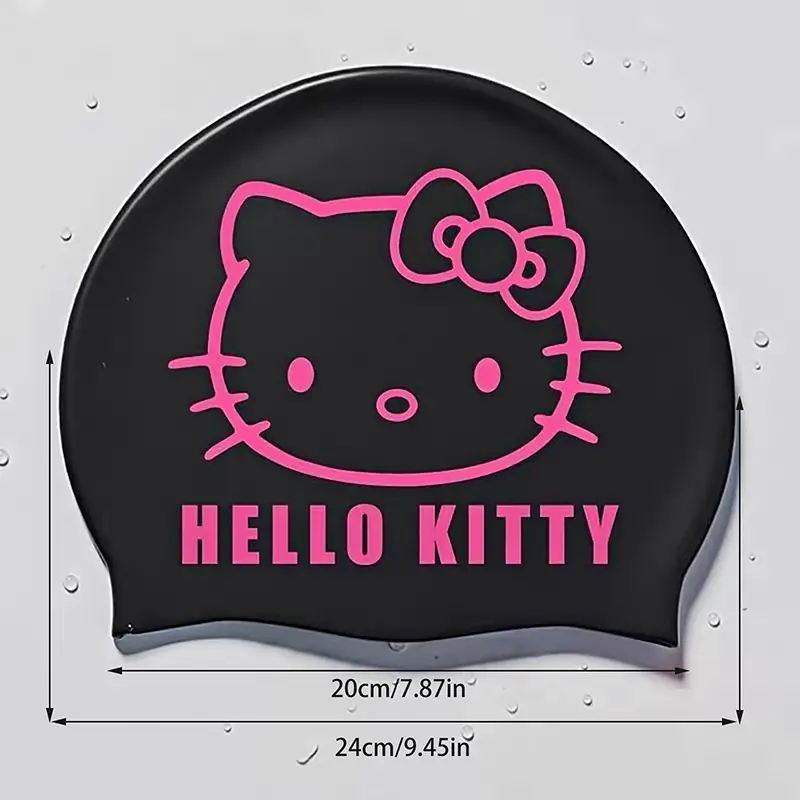 Sanrio Hello Kitty Swim Cap Kawaii Kuromi Cinnamoroll Diving Flexible Waterproof Protection Ear Silicone Girl Gift
