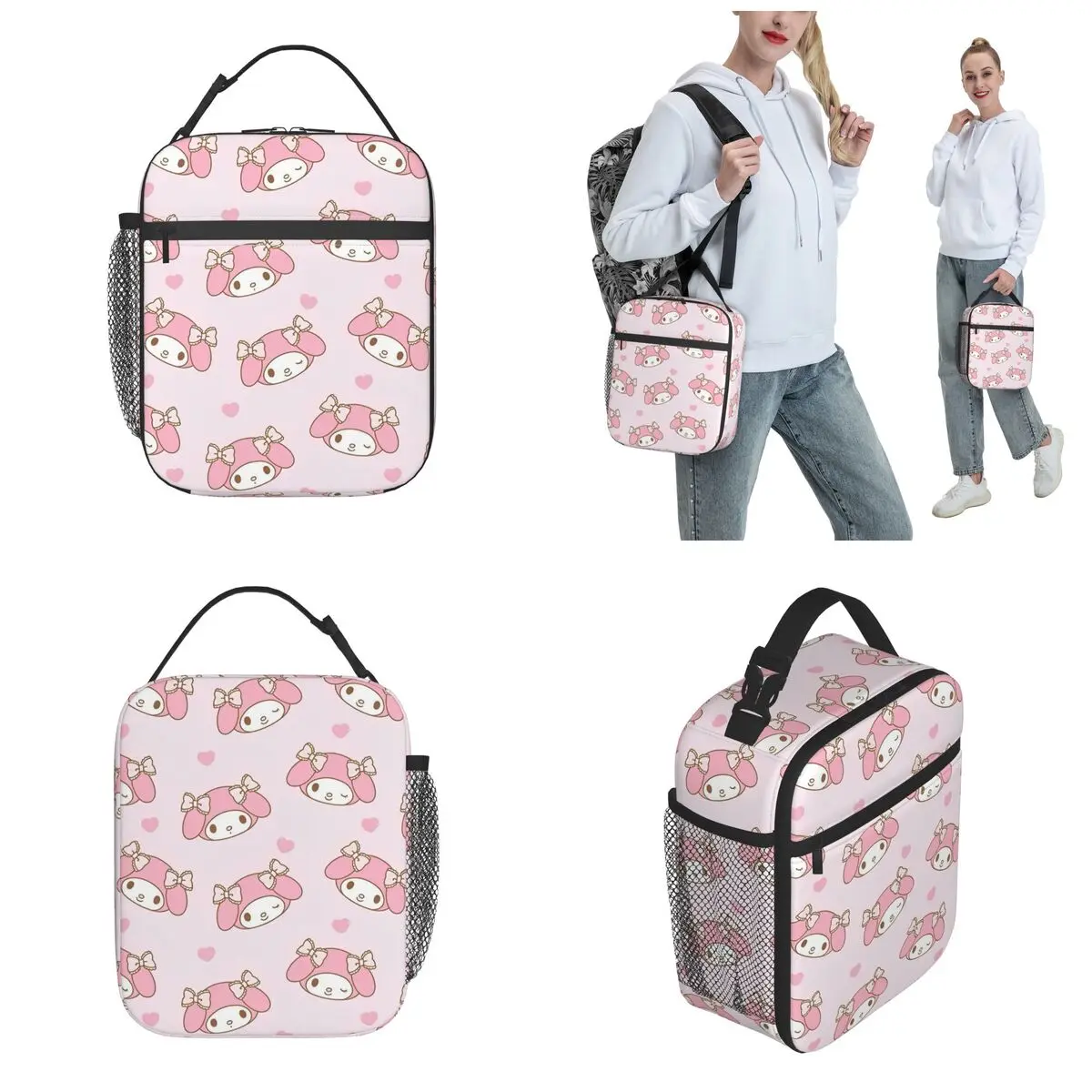 Kawaii My Melody Accessories Insulated Lunch Bags For School Anime Food Container Portable Cooler Thermal Lunch Boxes