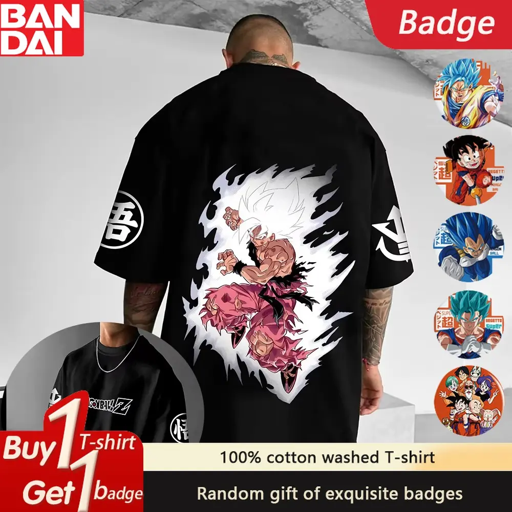 Dragon Ball Anime Frieza Double Sided Printed T-shirt Summer New Cotton Men's and Women's Large Loose Casual Short Sleeve Top