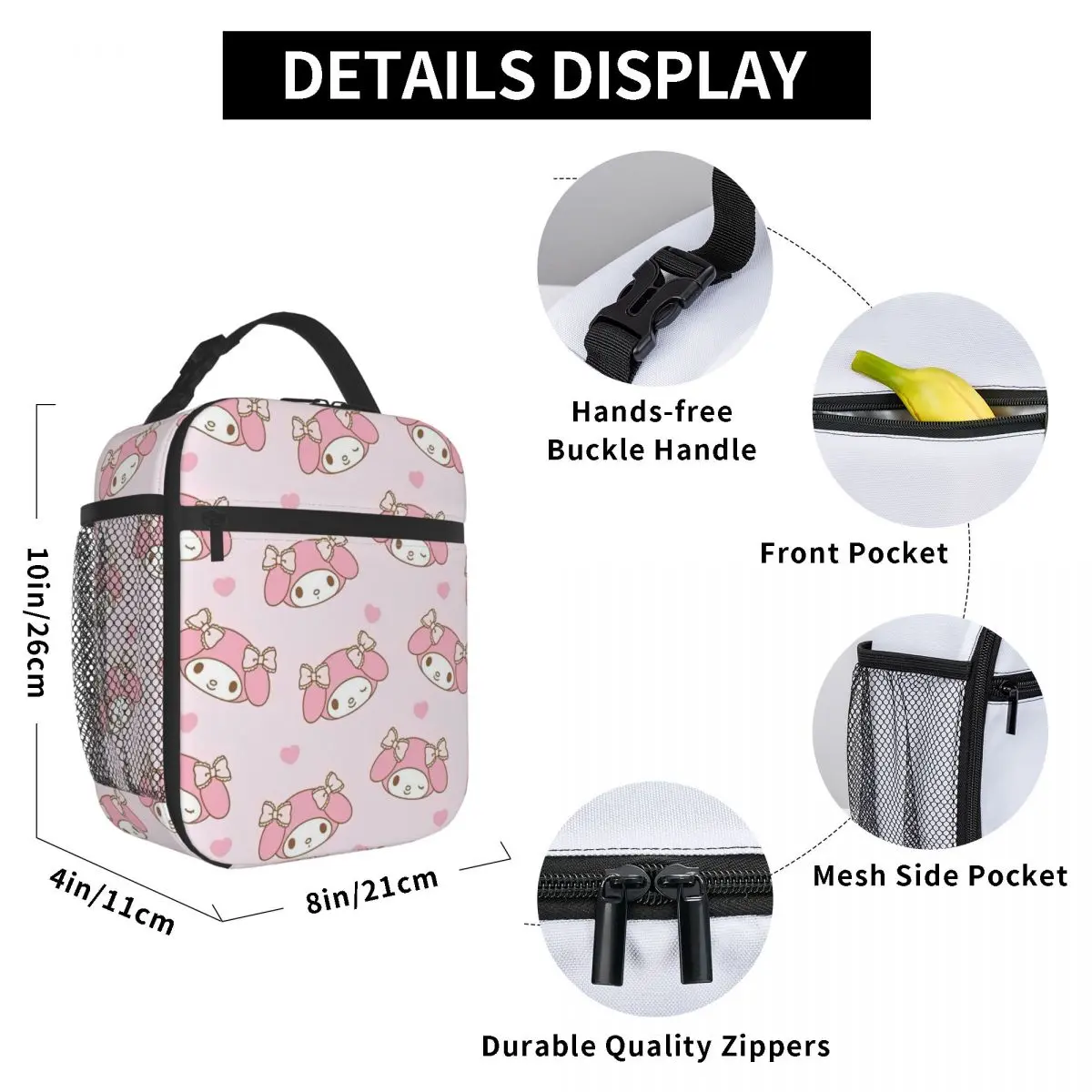 Kawaii My Melody Accessories Insulated Lunch Bags For School Anime Food Container Portable Cooler Thermal Lunch Boxes
