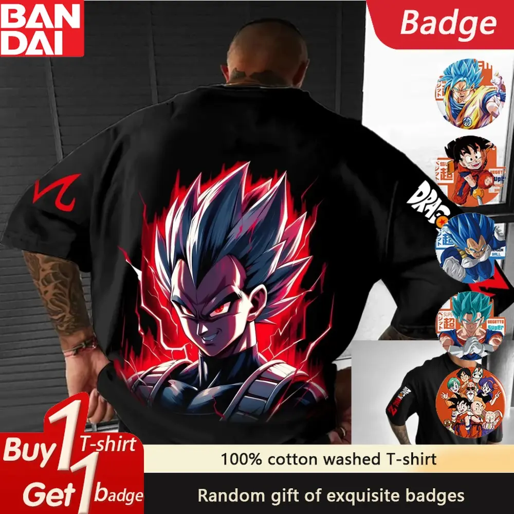 Dragon Ball Anime Frieza Double Sided Printed T-shirt Summer New Cotton Men's and Women's Large Loose Casual Short Sleeve Top