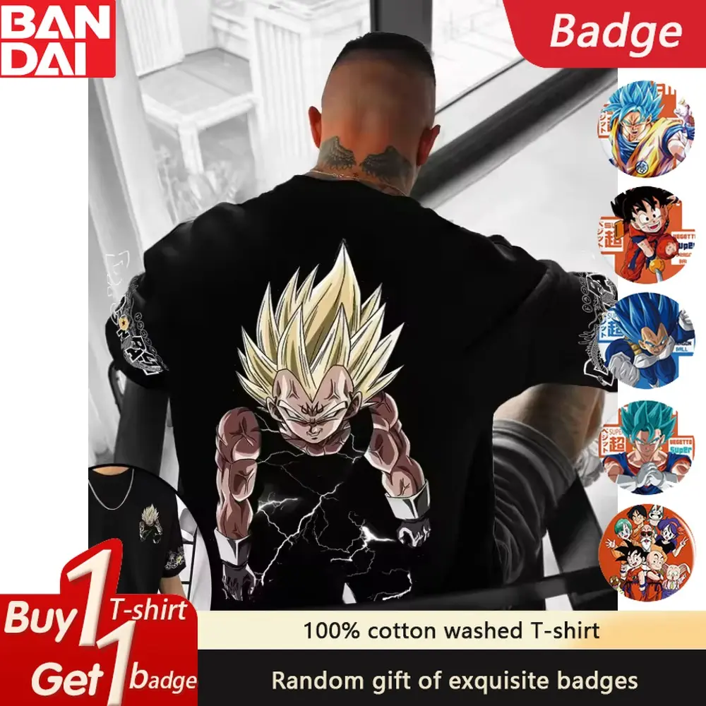 Dragon Ball Anime Frieza Double Sided Printed T-shirt Summer New Cotton Men's and Women's Large Loose Casual Short Sleeve Top