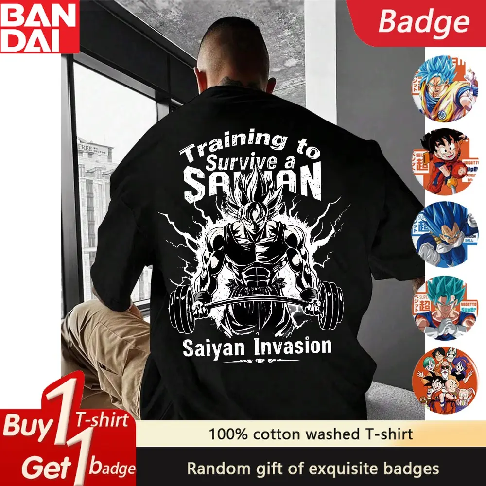 Dragon Ball Anime Frieza Double Sided Printed T-shirt Summer New Cotton Men's and Women's Large Loose Casual Short Sleeve Top