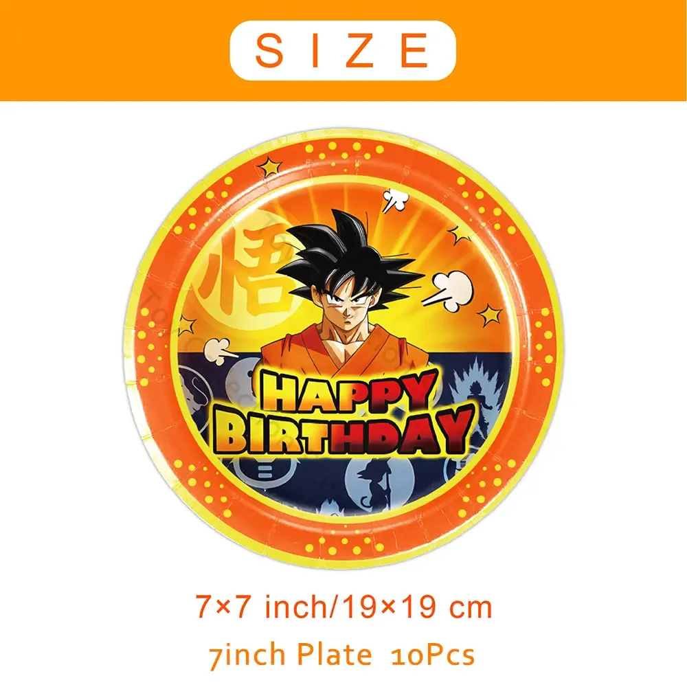 Goku Dragon Ball Z Anime Figure Latex Foil Ballon Party Supplies Paper Plate Cup Tableware Party Toy Gift Supplies Wall Hanging