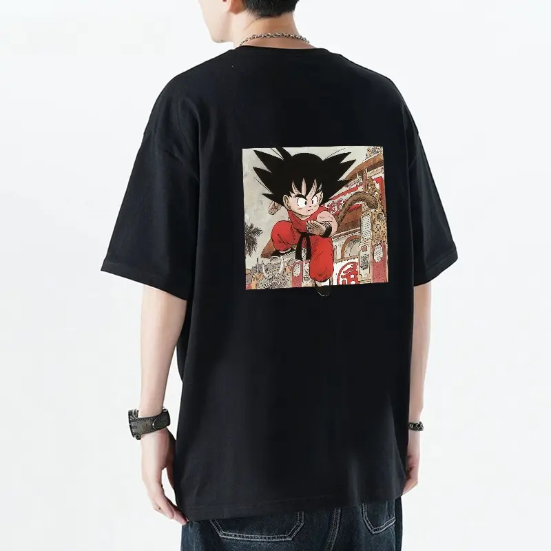 Dragon Ball Xiaowukong T-shirt Surrounding Day Loose Tide Pure Cotton Short-sleeved Retro Printed Men's and Women's Loose Top