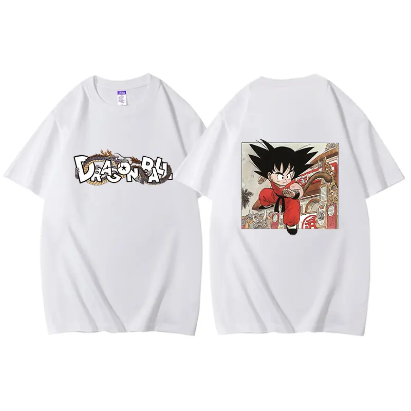 Dragon Ball Xiaowukong T-shirt Surrounding Day Loose Tide Pure Cotton Short-sleeved Retro Printed Men's and Women's Loose Top