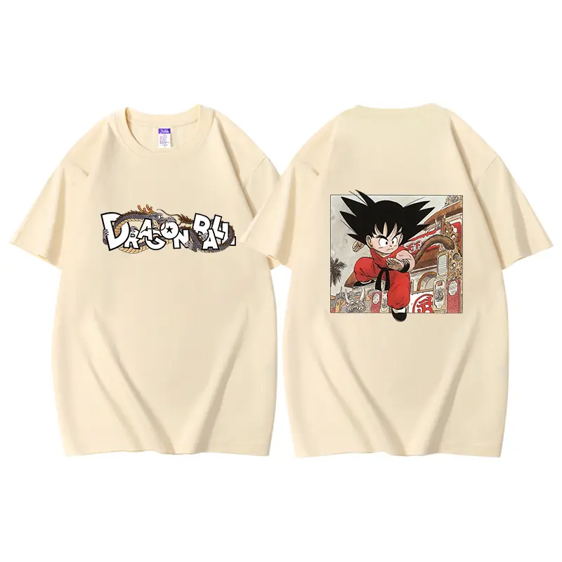 Dragon Ball Xiaowukong T-shirt Surrounding Day Loose Tide Pure Cotton Short-sleeved Retro Printed Men's and Women's Loose Top