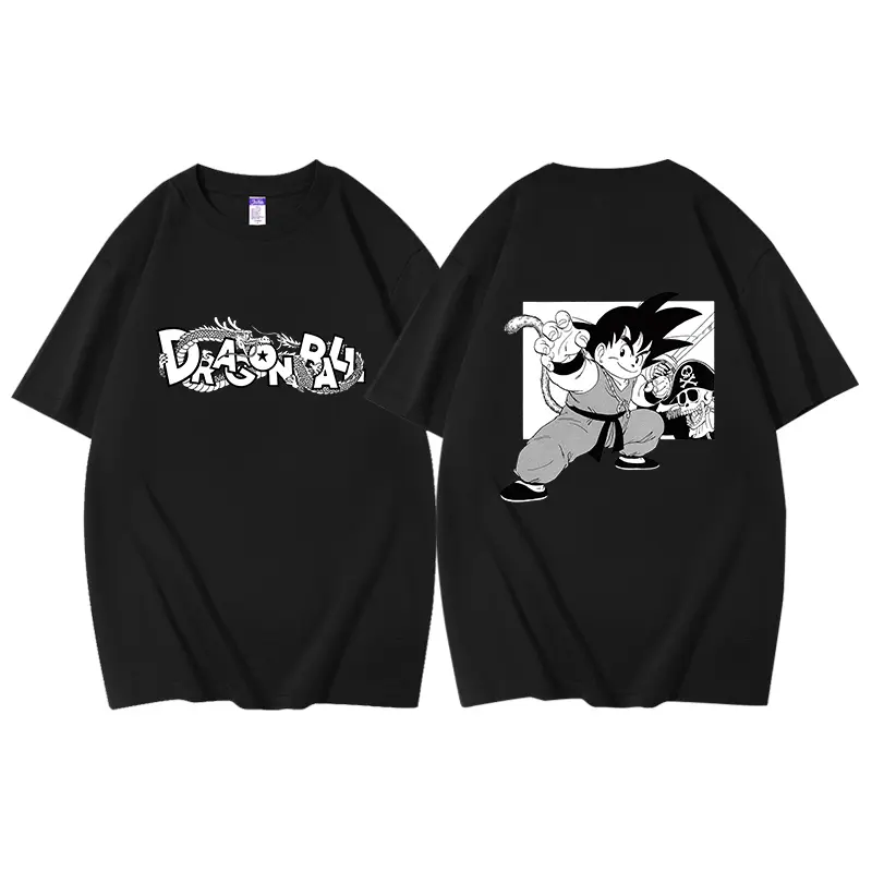 Dragon Ball Xiaowukong T-shirt Surrounding Day Loose Tide Pure Cotton Short-sleeved Retro Printed Men's and Women's Loose Top