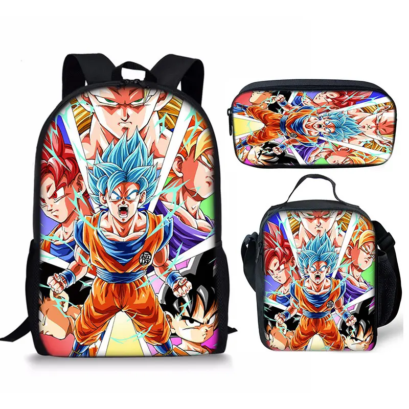 Dragon Ball Anime Print Lunch Bag Pencil Case Backpack Set for Boys School GT Z Super Saiyan