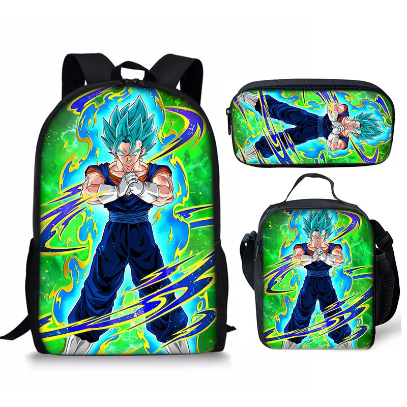 Dragon Ball Anime Print Lunch Bag Pencil Case Backpack Set for Boys School GT Z Super Saiyan