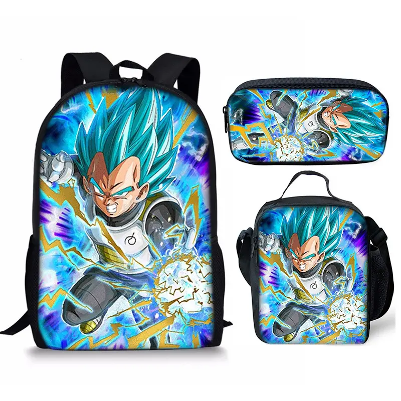 Dragon Ball Anime Print Lunch Bag Pencil Case Backpack Set for Boys School GT Z Super Saiyan