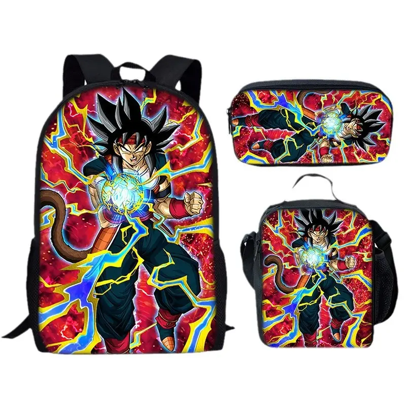 Dragon Ball Anime Print Lunch Bag Pencil Case Backpack Set for Boys School GT Z Super Saiyan