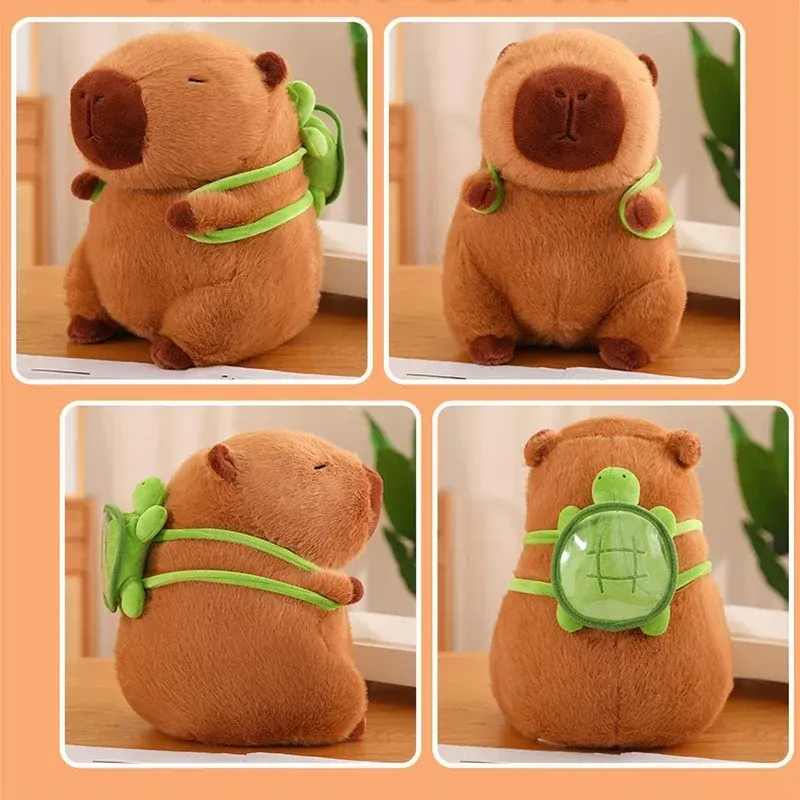 23cm Cute Turtle Backpack Capybara Anime Fluffty Toy Soft Capybara Plush Toy Simulation Stuffed Animals Kawaii Plush Doll