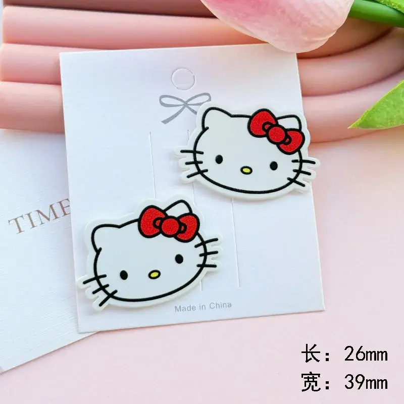 5pcs Cute Retro Leopard Print Hellokitty Series Acrylic Flatback Charms for DIY Accessories Sweet Girl Pentagram Accessories