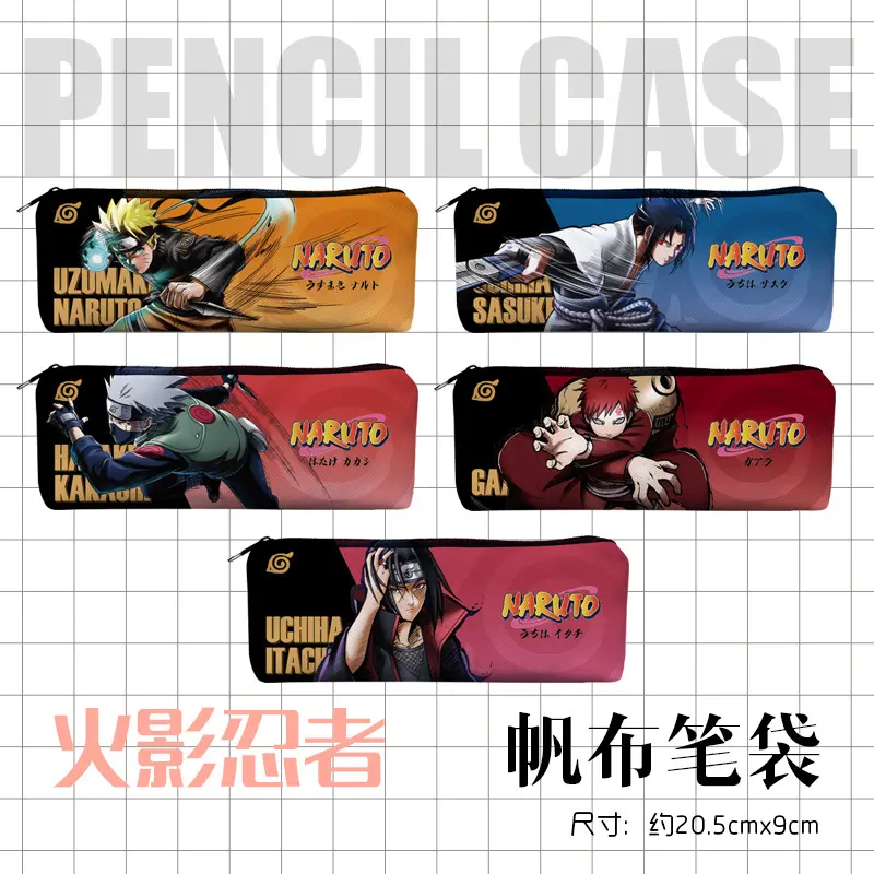 Naruto Pencil Case Cartoon Canvas Pencil Storage Bags Creative Student Stationery Organizer Pouch School Office Supplies Gifts
