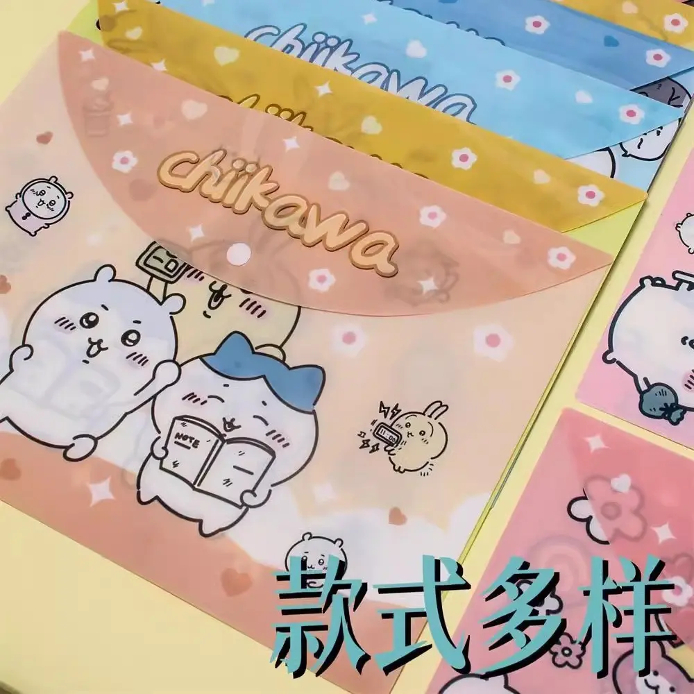 Kawaii Colorful Chiikawa Hachi Usagi A4 File Bag Classification Book Student Stationery Test Paper Storage Bag Snap Folder