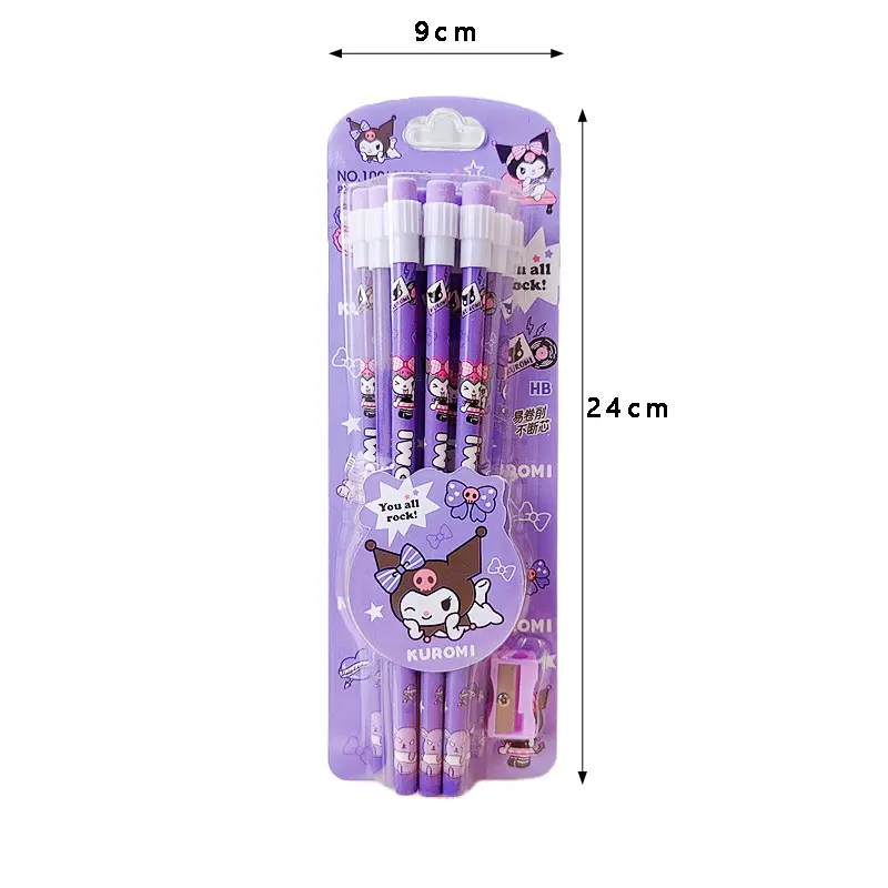 12pcs Anime Sanrio Kuromi My Melody Pencil Figure Cartoon Pencil Kawaii Cinnamoroll Student Stationery Kids Birthday Party Gifts