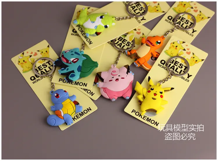 Pokemon Anime Pikachu Bulbasaur Squirtle Charmander Silicone Keychain Accessories Pendant Bag Key Ring Pendant Birthday Gifts