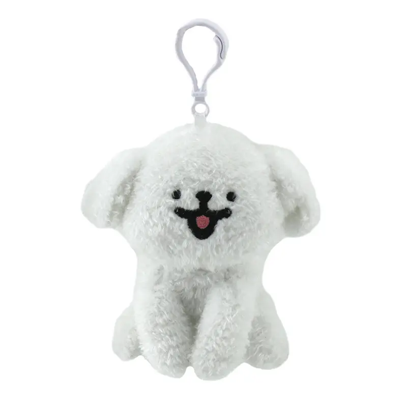 Cute Korean Maltese Dog Plush Keychain Plushies Soft Stuffed Animal Doll Pendant Cartoon Puppy Kids Boys Girls Birthday Gifts