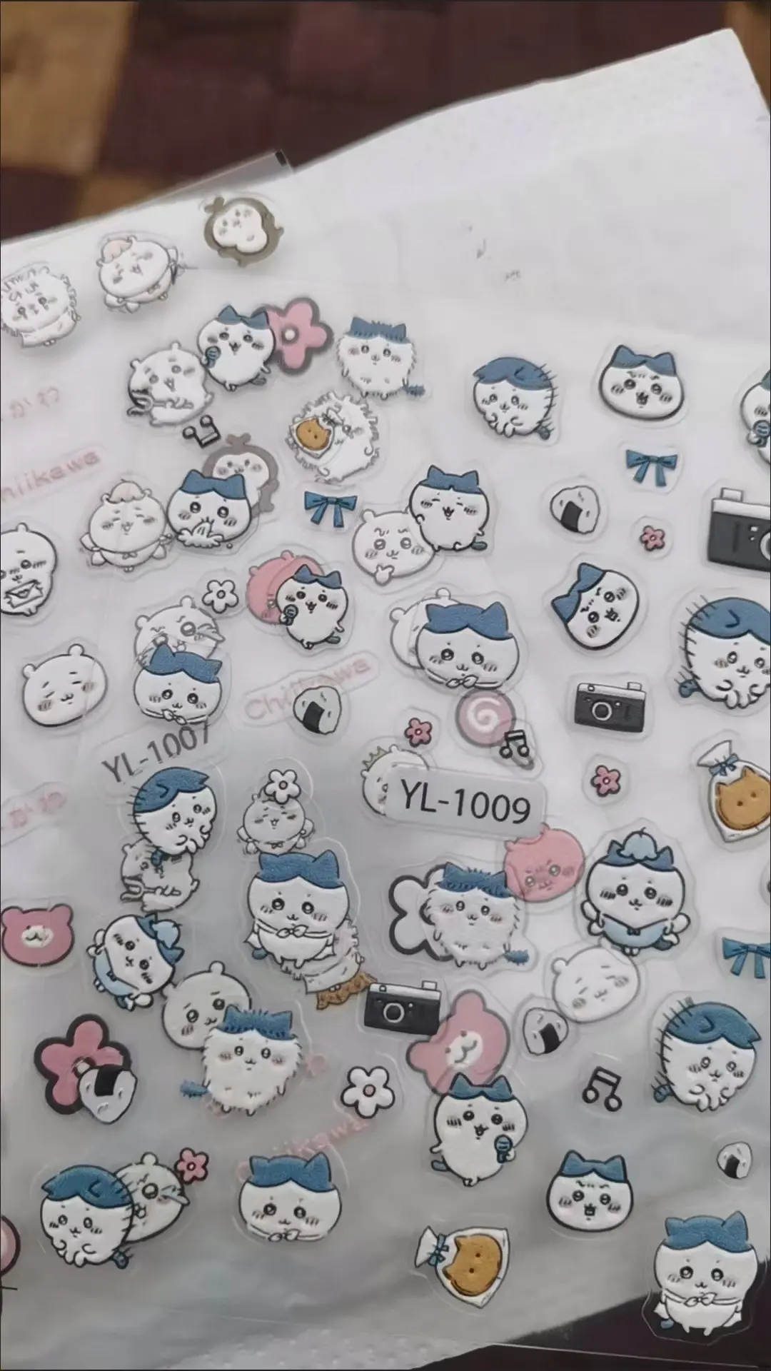 Chikawas Nail Art Sticker Cartoon Cute ハチワレ Hachiware うさぎ USAGI ちい、/かわ Cartoon Character 3D Embossed Sticker Waterproof