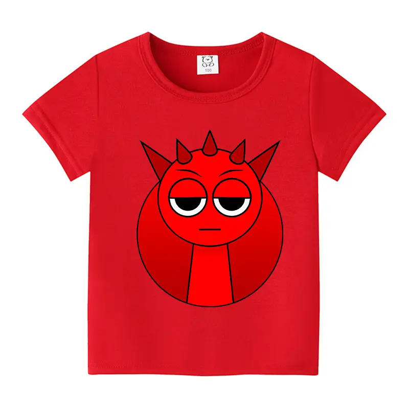 New Sprunki Children T-shirts Kawaii Cartoon Printed T-shirt Kids Casual Tops Child Short Sleeved T-shirt Baby Boys Clothing