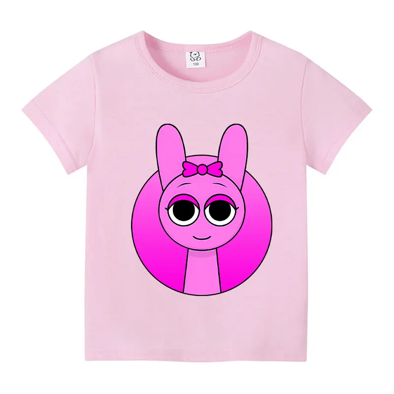 New Sprunki Children T-shirts Kawaii Cartoon Printed T-shirt Kids Casual Tops Child Short Sleeved T-shirt Baby Boys Clothing