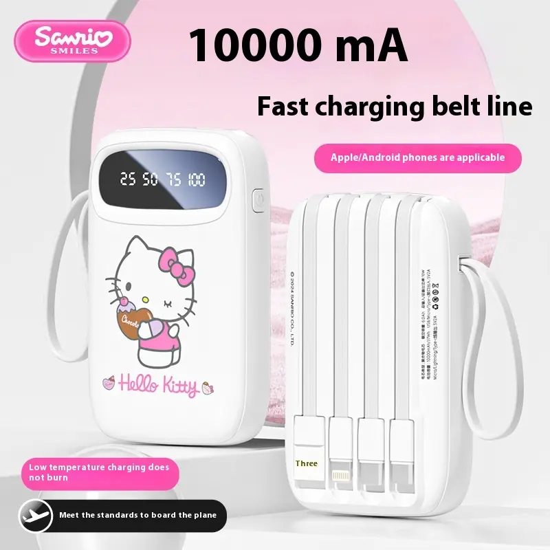 Miniso Power Bank 10000mah Fast Charging Large Capacity Built In Cable Ultrathin Portable Illuminable Exquisite Practical Gift