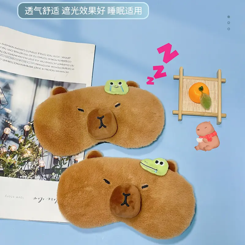 Capybara Sleeping Eye Mask Cartoon Plush Shading Eye Cover Portable Travel Relax Eyepatch Lunch Break Eyeshade Eye Care Tools