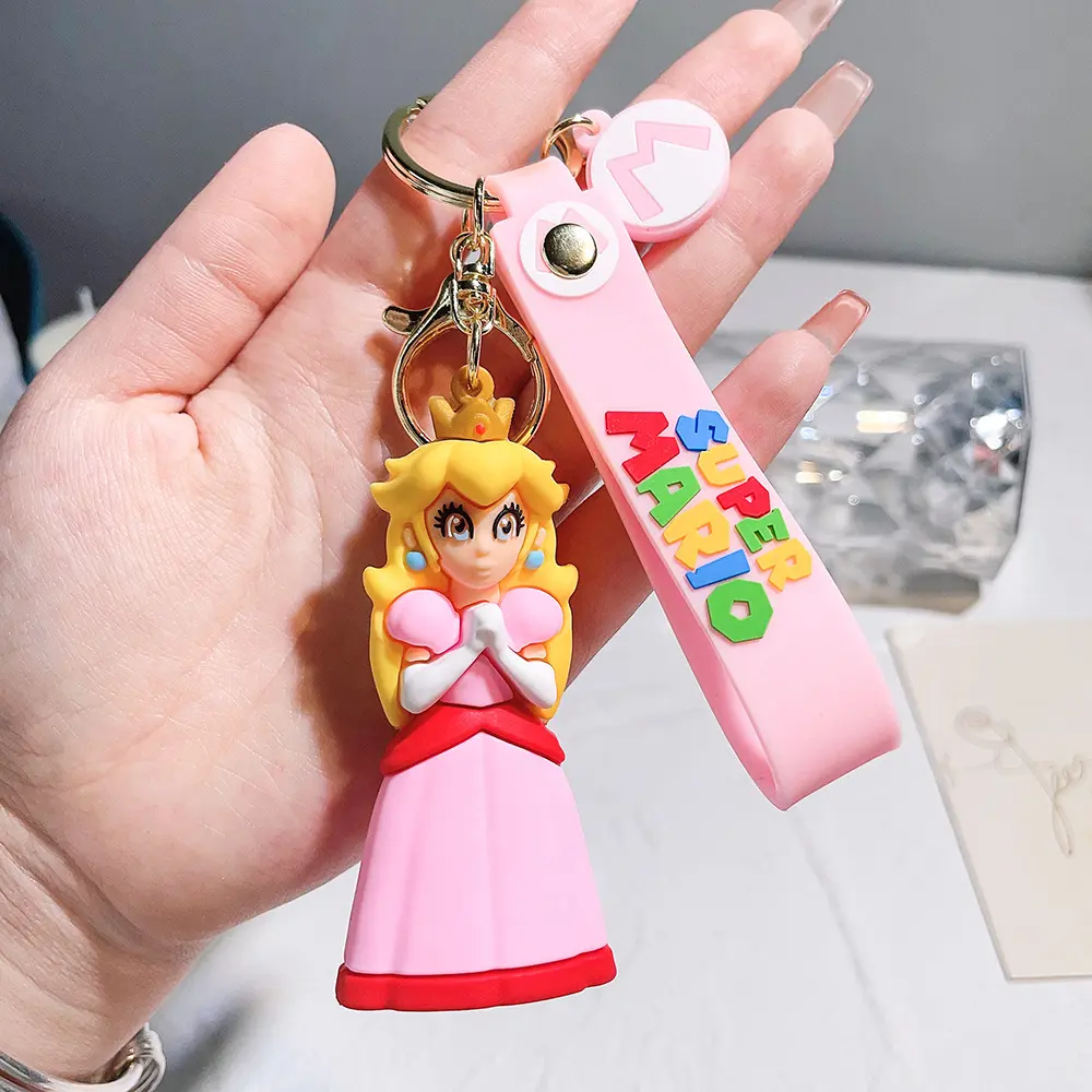 Super Mario Keychain Luigi Yoshi Bowser Action Figure Model PVC Cartoon Bag Ornament Doll Pendant Accessories Keyring Toys Gift