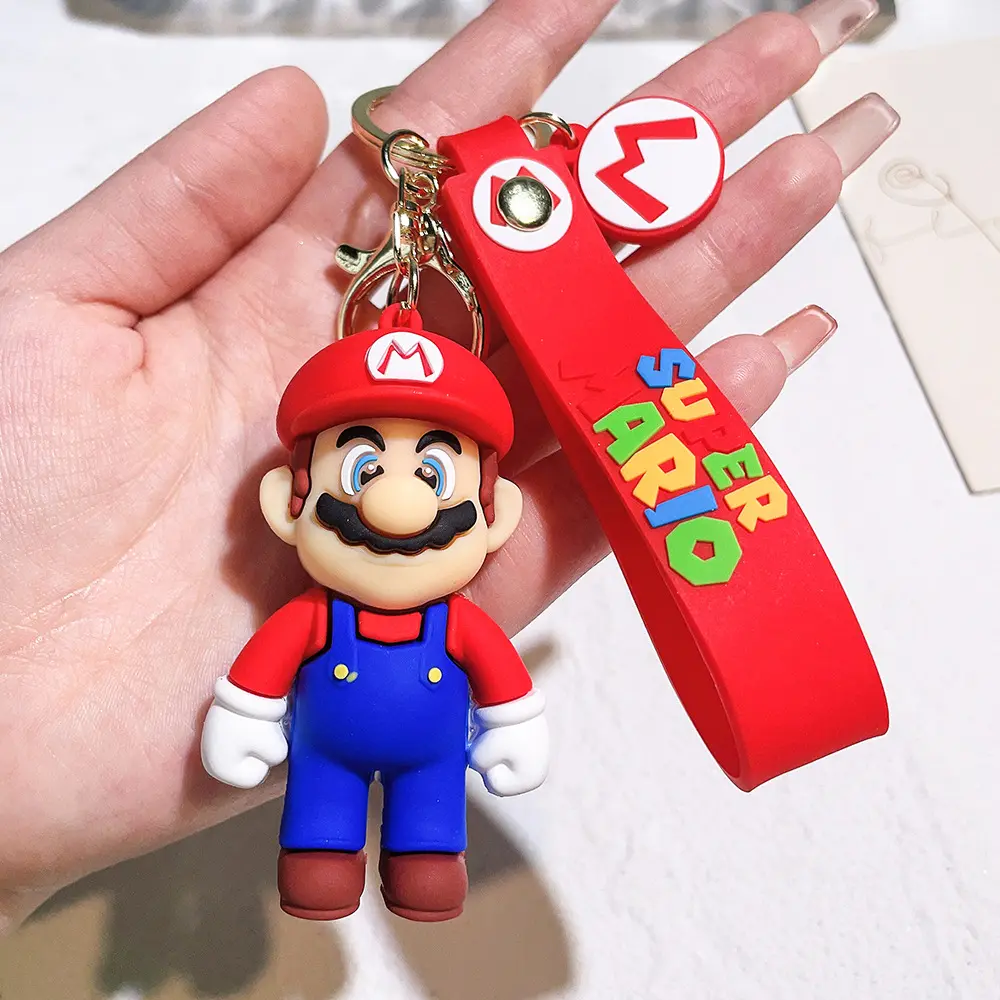 Super Mario Keychain Luigi Yoshi Bowser Action Figure Model PVC Cartoon Bag Ornament Doll Pendant Accessories Keyring Toys Gift