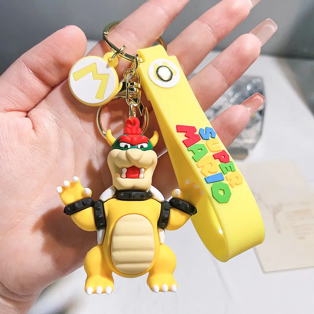 Super Mario Keychain Luigi Yoshi Bowser Action Figure Model PVC Cartoon Bag Ornament Doll Pendant Accessories Keyring Toys Gift