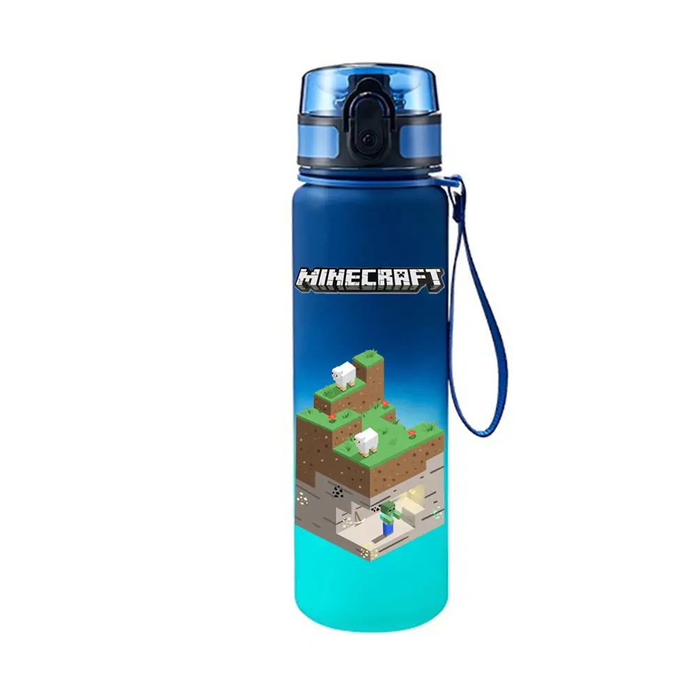 650ML Game Minecraft Water Bottle Plastic Frosted Large Capacity Drinking Cup Portable Outdoor Sports Water Cup Children Gift