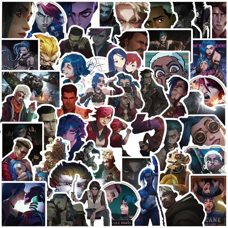 50pcs Arcane Jinx Sticker Luggage Laptop Phone Stickers Mug Skateboard Graffiti Waterproof Decals DIY Scrapbook Stationery Gift