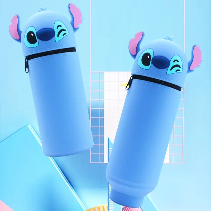 New Disney Stitch Telescoping Silicone Pencil Case Cartoon Foldable Pen Holder Student Stationery Storage Bag Children Gifts Hot