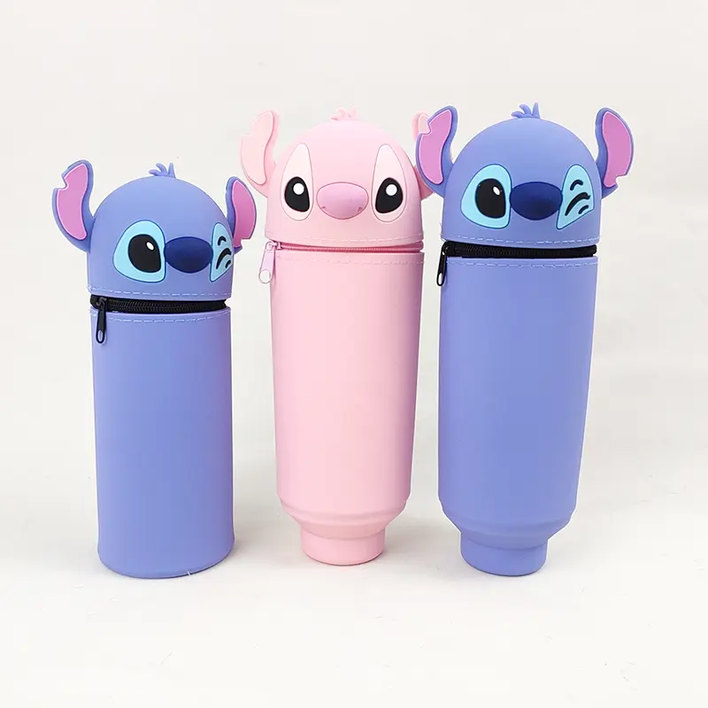 New Disney Stitch Telescoping Silicone Pencil Case Cartoon Foldable Pen Holder Student Stationery Storage Bag Children Gifts Hot