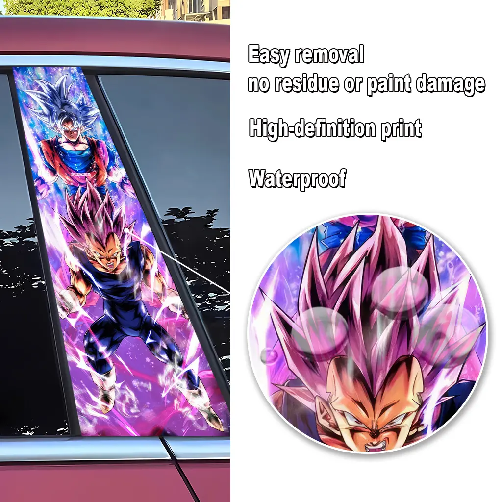 B Pillar Car Sticker Dragon Ball Goku Door Decal Waterproof Decoration Anime Self-adhesive Decor Gift Car Exterior Super Saiyan