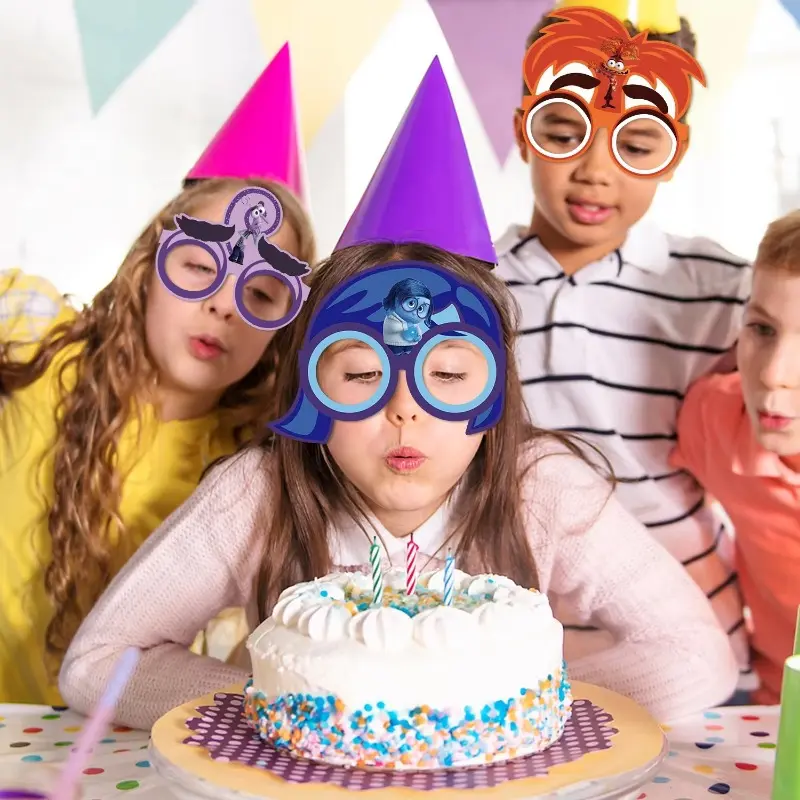 12Pcs/Set Inside Out Masks Party Decoration Paper Glasses Masks Photo Cosplay Props Children Happy Birthday Party Supplies