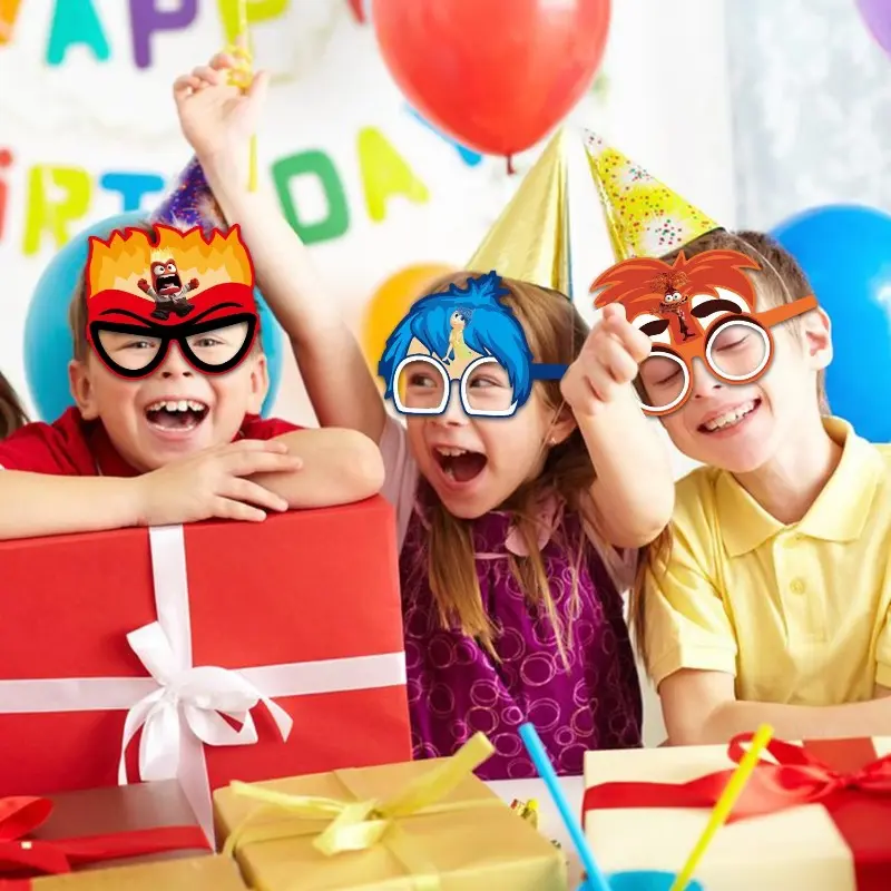 12Pcs/Set Inside Out Masks Party Decoration Paper Glasses Masks Photo Cosplay Props Children Happy Birthday Party Supplies