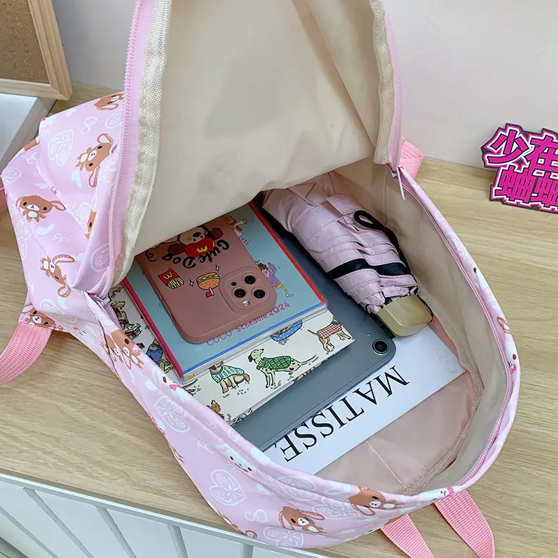 Cute Sugarbunnies Schoolbag Large Capacity Student Backpack Girl Heart Sweet Travel Portable Backpack Girl Holiday Best Gift