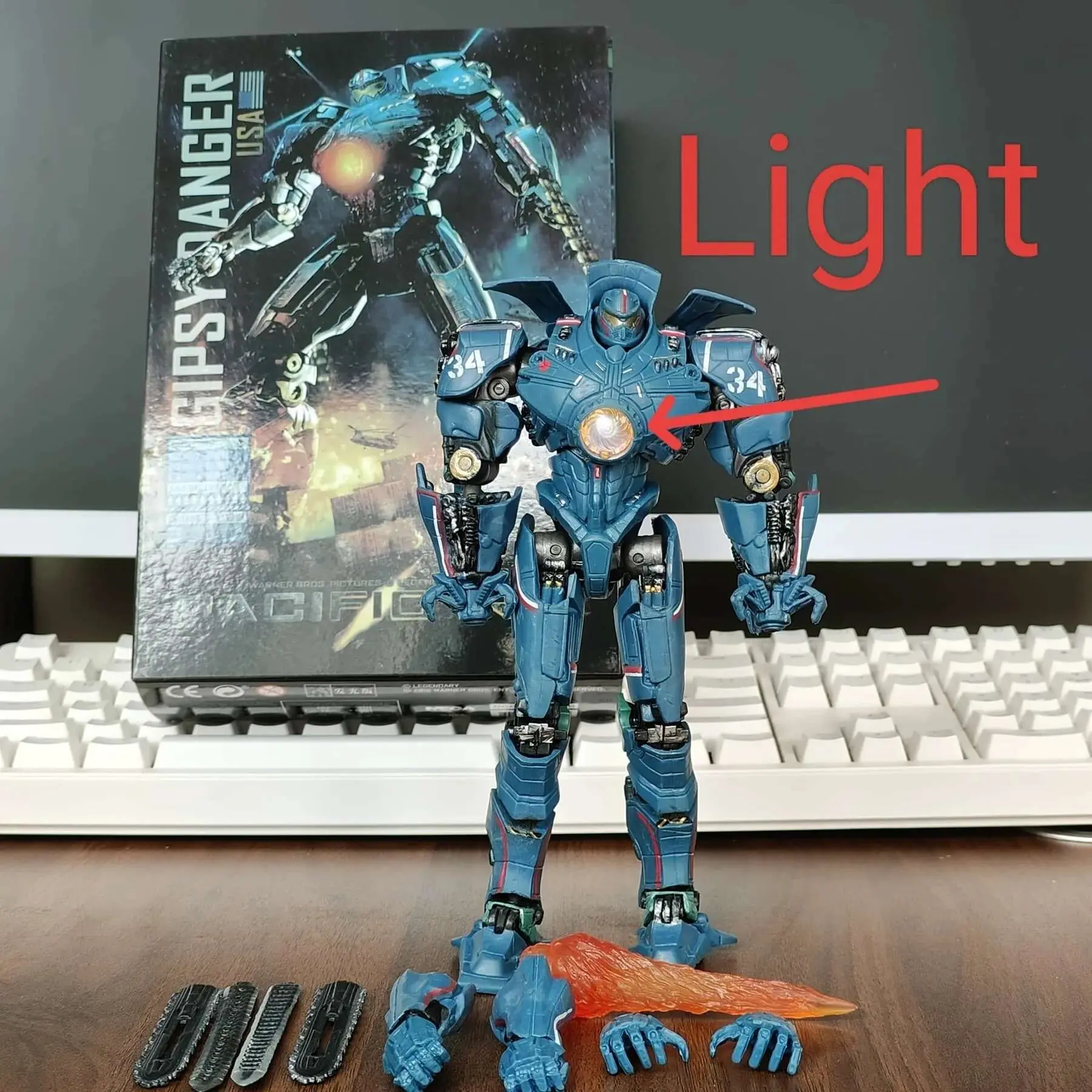 Light 20CM Emit NECA Figure Pacific Crimson Typhoon Gipsy Danger Cherno Alpha Model Toys Rim Collection Doll Gift