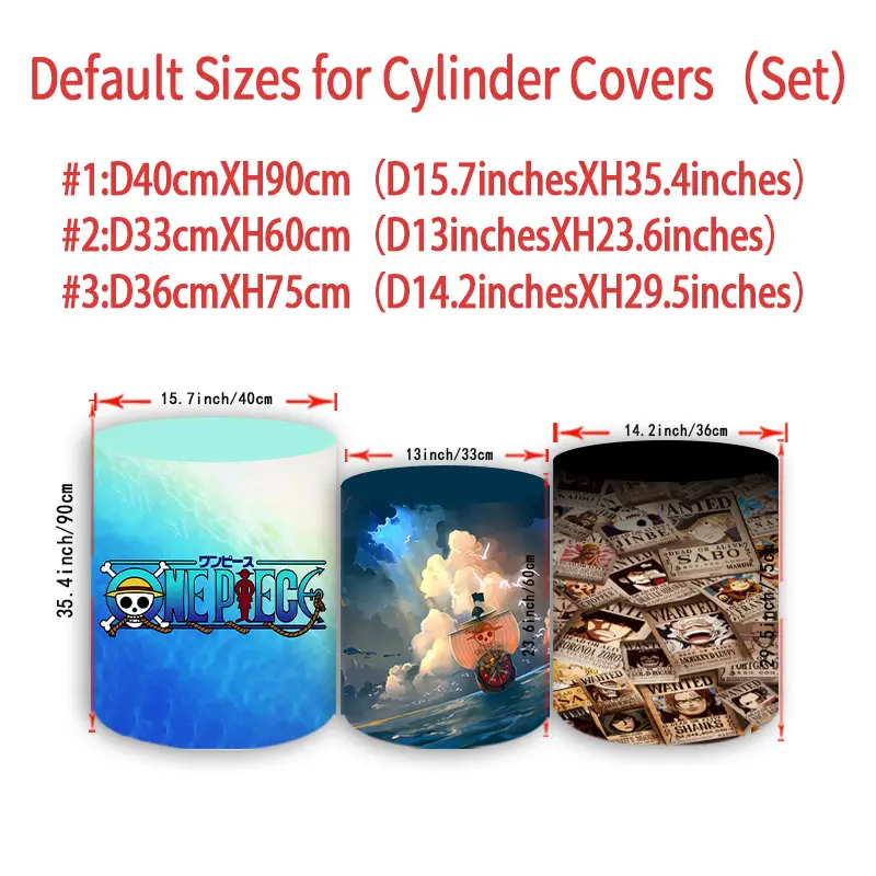 One Piece Round Photo Backdrop Kids Birthday Party Cylinder Covers Luffy Baby Shower Photography Background Supplies Prop