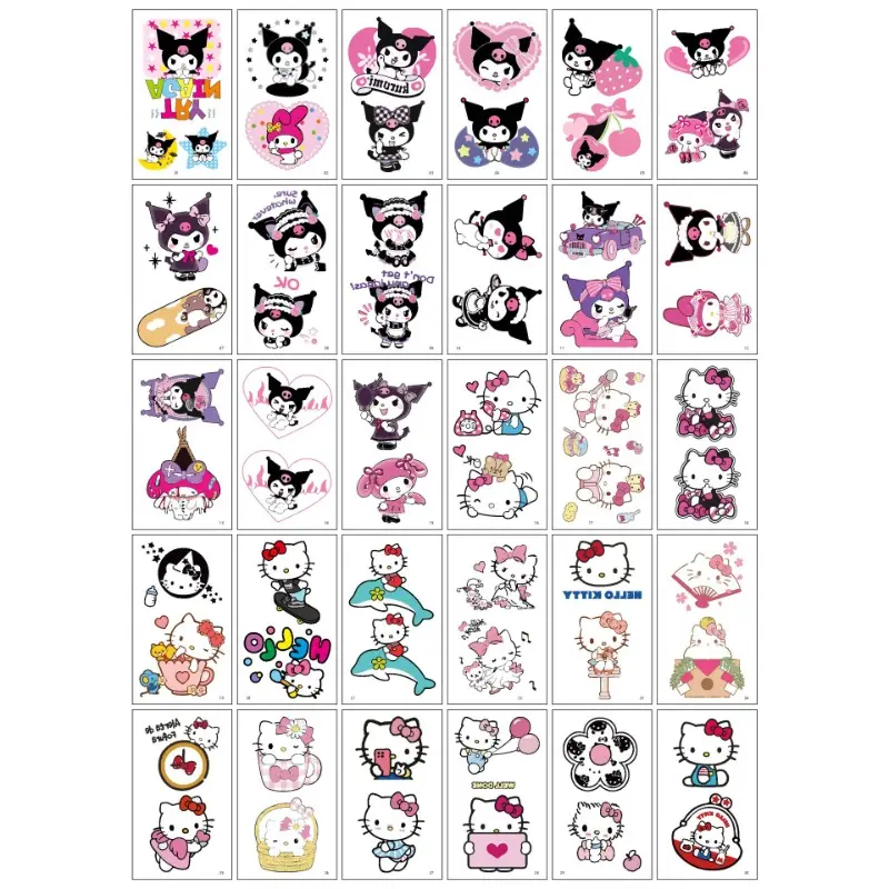30pcs Kawaii Hello Kitty Tattoo Stickers Cartoon Anime Cute Fresh Advanced Fashion Personalized Tattoo Stickers Wholesale