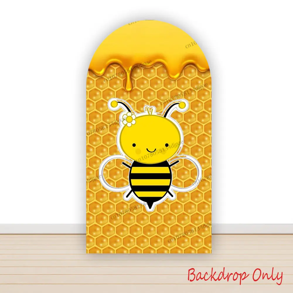Bees Honey Birthday Arch Backdrop Decoration Kids Newborn  First Baby Shower Party Background Cover Golden Honeycomb Banner