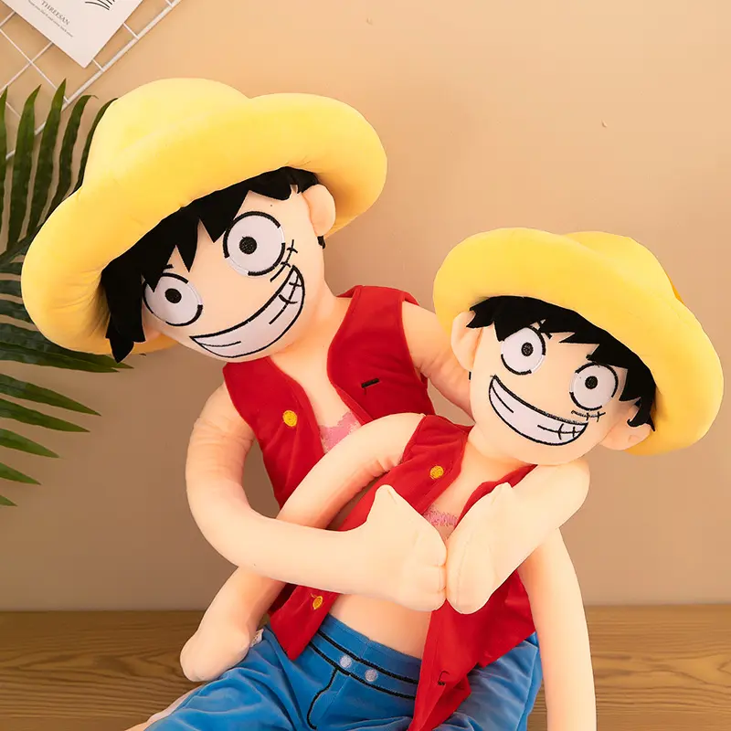 Large Size One Piece Luffy Plush Suffed Toy Doll  Friend Soft Cotton Luffy Anime Model Hold Pillow Sleeping Kids Birthday Gift