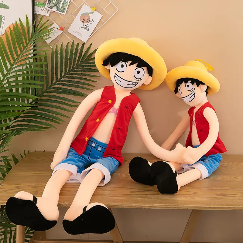 Large Size One Piece Luffy Plush Suffed Toy Doll  Friend Soft Cotton Luffy Anime Model Hold Pillow Sleeping Kids Birthday Gift