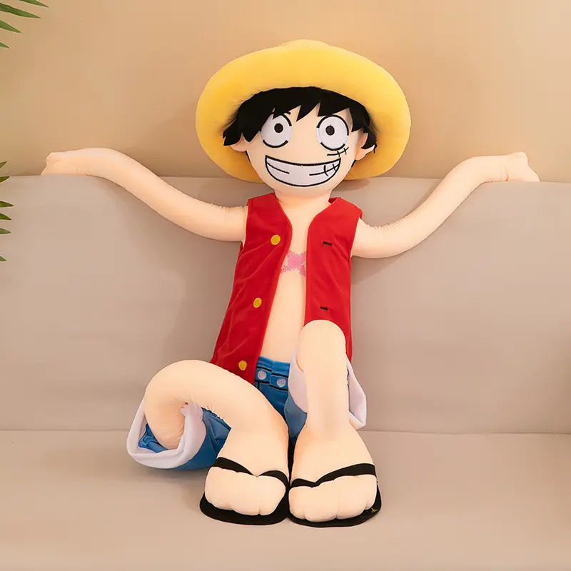 Large Size One Piece Luffy Plush Suffed Toy Doll  Friend Soft Cotton Luffy Anime Model Hold Pillow Sleeping Kids Birthday Gift